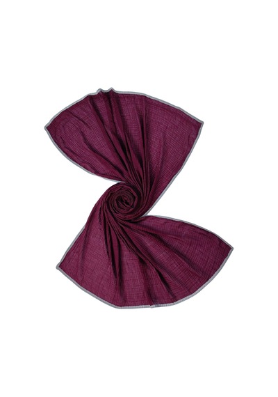 Mim Eşarp Biyeli Müslin Düz Renk Şal 90x190cm Bordo - Gri