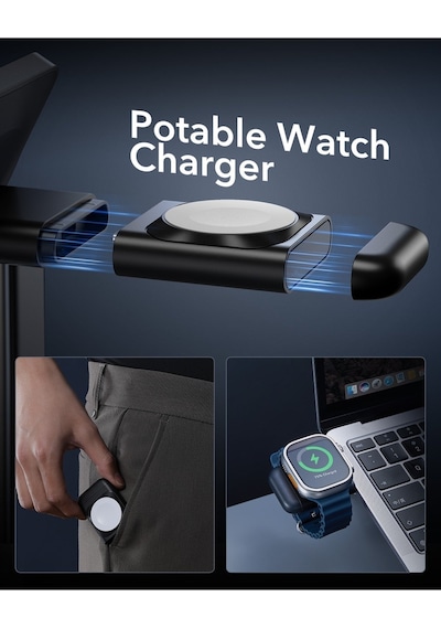 Halolock Qi2 3 In 1 iPhone + Apple AirPods Uyumlu Watch Magsafe Şarj Standı Siyah Mfm Lisans