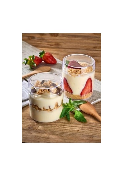 6'lı Kapaklı Tiramisu Kabı, Şeffaf Mika, Buzdolabı Uygun 0