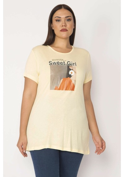 Şans Kadın Sarı Dijital Baskılı Bluz 65n28859-sarı Sarı