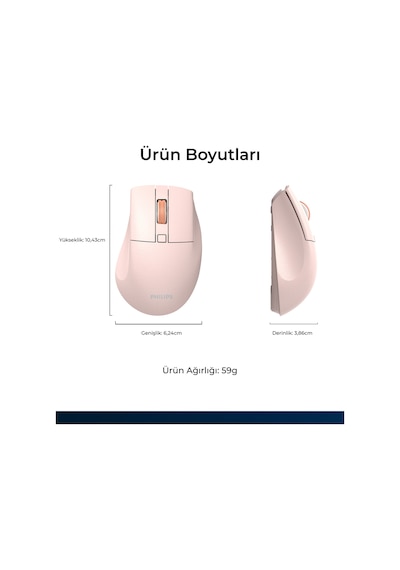 Philips SPK7528 Kablosuz Bluetooth 1600DPI 5 Tuşlu Sessiz Optik Mouse