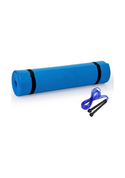Mavi Pilates Minderi Ve Yoga Egzersiz Matı 6,5mm + Atlama İpi Karışık