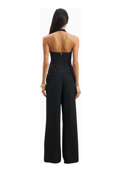 Because Of Alice Effortless Pleated Wide Leg Trousers Yüksek Bel Geniş Paça Kadın Pantolon Siyah