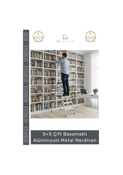 Merdiven Sağlam Dayanıklı Katlanabilir Hafif Pratik 5+5 Çift Basamaklı Alüminyum Metal Merdiven