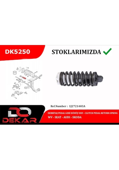 Dekar Debriyaj Pedal Geri Dönüş Yay Takımı. Vw-seat-skoda-audi Dekar Dk5250 1j2721403a