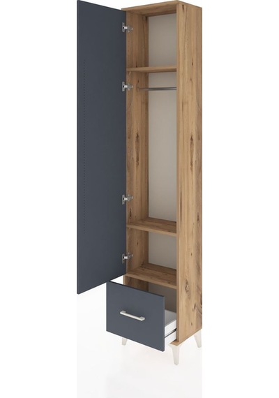 Arges Dolap 3 Raflı Tek Çekmeceli Tek Askılı 44x30x221 Çam-an... Çam