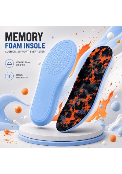 Blackflex Orange Camo Memory Foam Darbe Emici Digital Baskılı Hafızalı Erkek İç Tabanlık