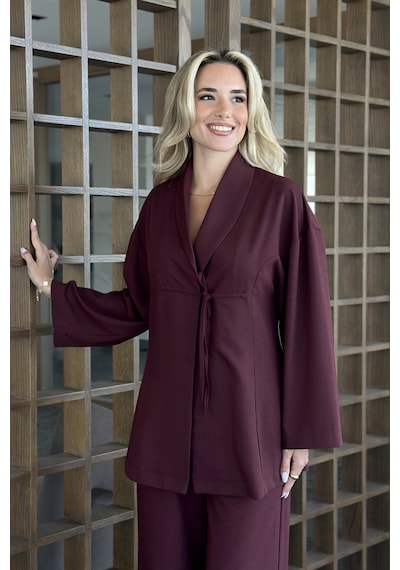 Laluvia Bordo Bluz Pantolon Takım - 8767 Bordo