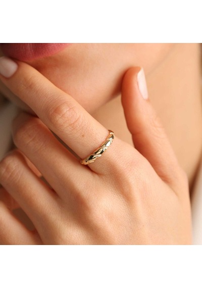 Altın Dainty Yüzük Taşsız T12546 Renkli