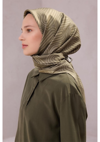 Belli İpek Eşarp - 4209-82 Haki Twill
