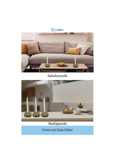 Eskitme Mumluk Şamdan Tealight Ve İnce Mum Uyumlu Kabak Model - Altın Eskitme