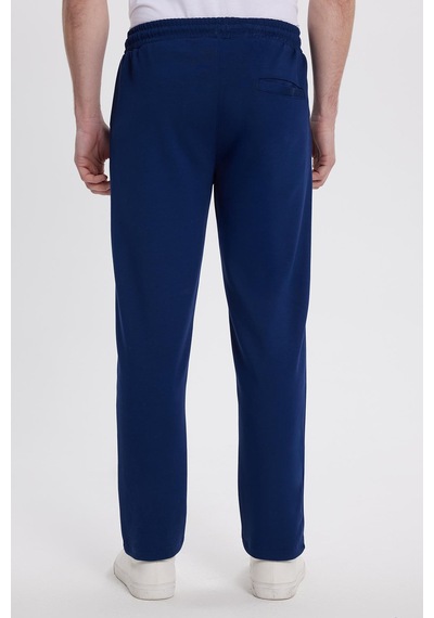Tudors Erkek Slim Fit Dar Kesim Beli Bağcıklı 3 Cepli Geniş Paça Lacivert Eşofman Altı-41910 Lacivert