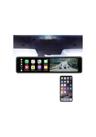 4k Aı Voice Dash Cam Çift Kamera, 12 Lcd, Arka Görüş + Wi-fi Aı Sesli Kontrol