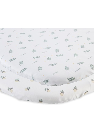 Çarşaf Bambu Set İki Parça Baby Hug Greenery Açik Mavi