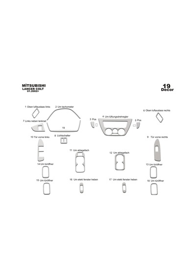 Mitsubishi Lancer Torpido Kaplama 2002-2009 19 Parça Alüminyum