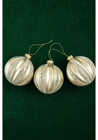 Beysüs Yılbaşı Çam Ağacı Süsü Parlak Özel Yakamoz Gold Holiday Cici Top 8cm 3lü