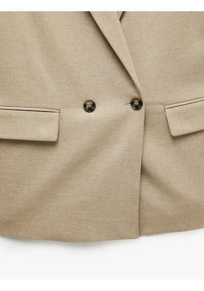 Koton Regular Fit Düğmeli Cep Detaylı Kruvaze Yaka Blazer Ceket Kahverengi Desenli 7wak50007uw