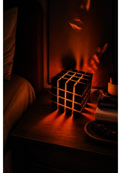 Shadow Cube Masa Lambası Usb Bağlantılı Siyah - Turuncu