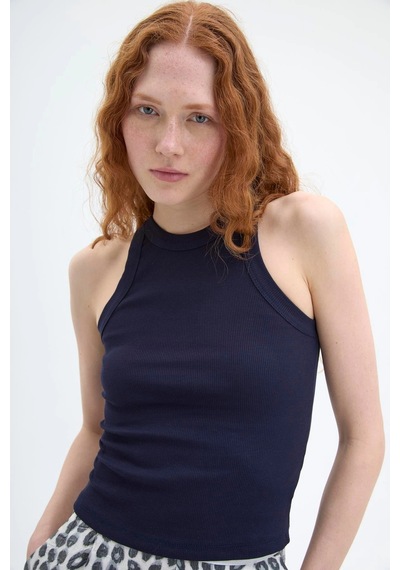 Ollacollection Halter Yaka Basic Fitilli Atlet Lacivert