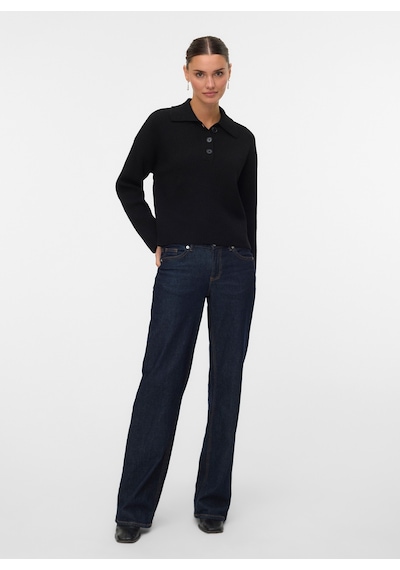 Vero Moda Siyah Kadın Kazak Vmluna Ls Poloneck Short Pullover B