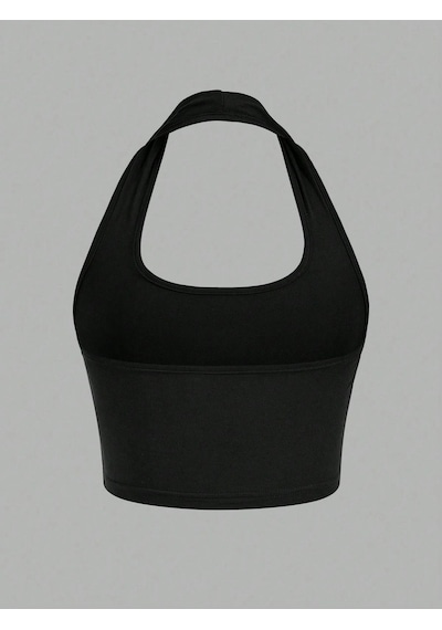Liona 2'li Paket Kare Yaka Siyah Ve Beyaz Renk Boyun Askılı Crop Top Bluz