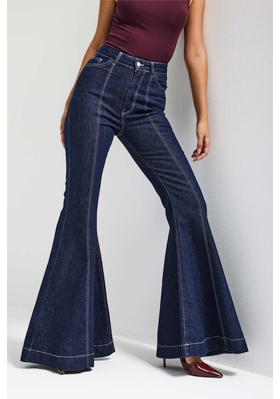Itsbasic Kadın İndigo 7s6-50 Flare Fit Viskon Kumaş Elastan Denim Jean
