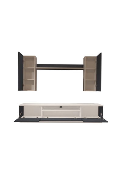 Decoraktiv Trio 5d Mdf Tv Ünitesi Tv Sehpası Beyaz - Antrasit