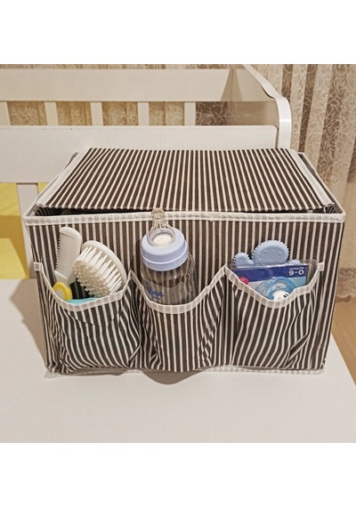 Bebek Beşik Başucu Düzenleyici Kapaklı 5 Bölmeli Organizer Çok Renkli