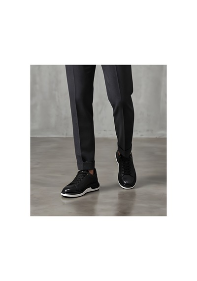 Crc Ayakkabı Urban Elite - Nappa Series Yüksek Tabanlı Deri Sneaker Siyah