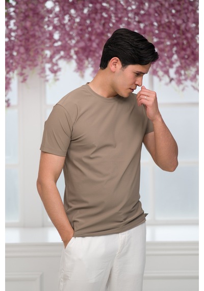 Paul Martin Slimfit Lyocell Kumaş Likralı Küçük Armürlü Bisiklet Yaka T-shirt Kahverengi Paul Martin Slimfit Lyocell Kumaş Likralı Küçük Armürlü Bisiklet Yaka T-shirt Kahverengi