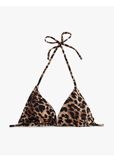 Koton Leopar Desenli Üçgen Bikini Üstü Kahverengi Desenli 6sak10021mm