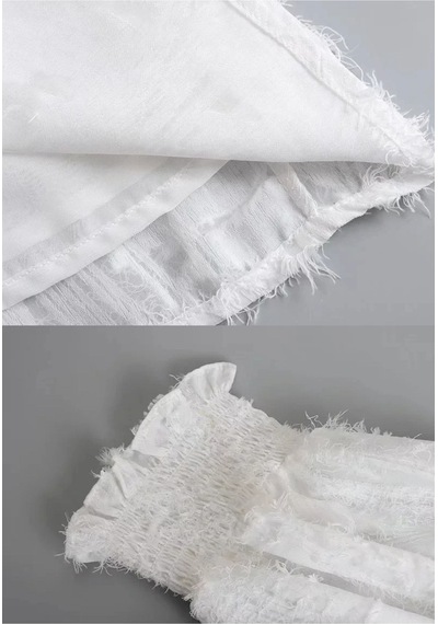 Fashion Cocktail Puff Kollu Tüylü Belden Lastikli Göğüs Bağlamalı Yazlık Doğal Bohem Şirin Yazlık Elbise Beyaz Fashion Cocktail Puff Kollu Tüylü Belden Lastikli Göğüs Bağlamalı Yazlık Doğal Bohem Şirin Yazlık Elbise Beyaz
