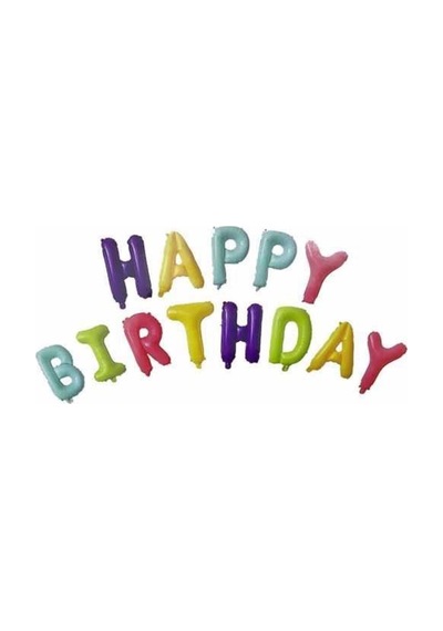 Soft Renk Happy Birthday Folyo Balon Seti Gri