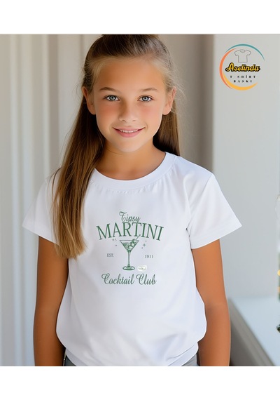 Aselinda Martini Baskılı Anne-kız Kombin Tişört Kombin Yapmak İçin 2 Ürün Ekleyiniz Beyaz