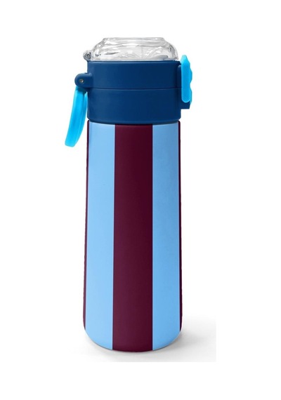 Coral High Kids Bordo Mavi Taraftar Desenli Pipetli Ve Direkt İçim Çelik Termos 500 Ml 31788 Çok Renkli