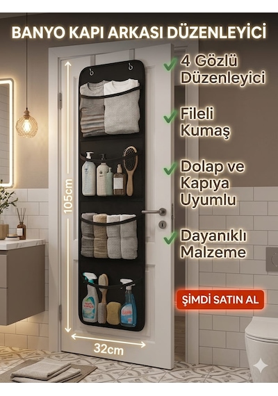 4 Cepli Çok Amaçlı Dolap Içi Düzenleyici Organizer Dolap Içi Düzenleyici Kapı Arkası Askılık Kapı Arkası Organizeri Banyo Düzenleyici Mutfak Siyah