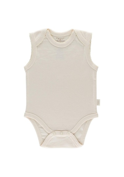 Naturaborn Naturaborn Gots Organik Sertifikalı Kroşetalı Kolsuz Bebek Body Bej