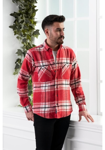 Dorss Slimfit Çift Cepli Ekoseli Erkek Oduncu Gömlek (516479479)