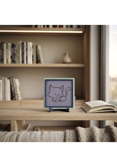 Kıvrılan Kedi Temalı Şık Dekoratif Obje, Yaşam Alanınız İçin Sempatik Değerli Bir Hediye 10x10 Cm
