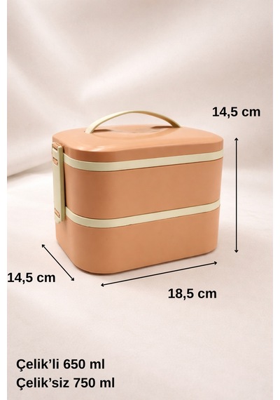 Tier - 2 Katlı Sızdırmaz Kapaklı Lunchbox 1000 Ml Pembe