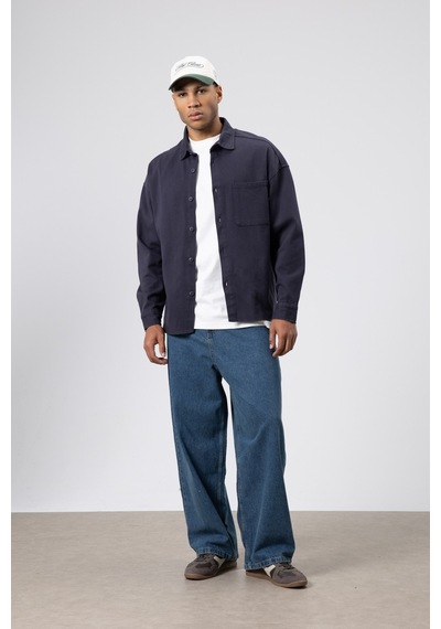 Vamos Oversize Gabardin Gömlek Ceket Füme