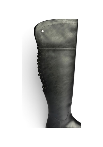 Fox Shoes Z973780109 Siyah Alçak Topuklu Diz Üstü Klasik Kadın Binici Çizme