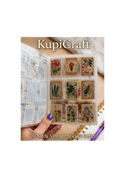 Vintage 20 Sayfa Şeffaf Sticker Defteri Ajanda - Scrapbook - Journal - Planner - 926989552 Diğer