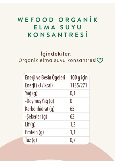 Organik Elma Suyu Konsantresi 340ml 0.75 LT - 2.5 LT - 12 KG