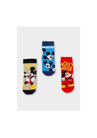 Mickey Mouse Lisanslı Erkek Çocuk 3 Çift Soket Çorap 20500 Kırmızı/9yas