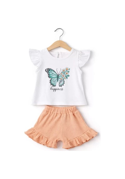 Najmaddin Baby 6/24 Ay Fırfır Detaylı Waffle Kumaş Bebek Takımı Najmaddin Somon