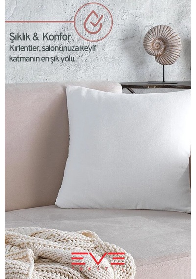 Eve Tekstil 6 Adet Throw Serisi Antialerjik %100 Silikon Elyaf Dolgulu Kırlent Iç Kare Yastık 45x45cm 350gr Beyaz