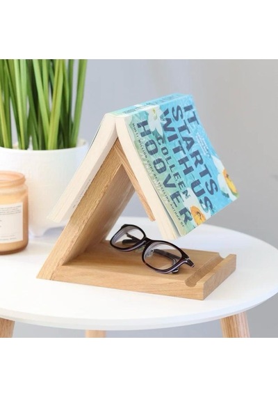 Kitap Sayfası Tutucu Standı, Ahşap Üçgen Ayraç, Masa Üstü Kitap Okuma Desteği Kitap Standı,