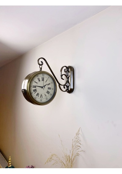 Eskitme Metal Nostalji İstasyon Saati 36 X 25 Cm