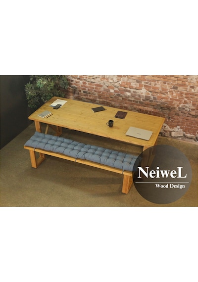 Neiwel Niel Doğal Ahşap Banklı Toplantı Masasıı x 120 x 220 Açık Ceviz